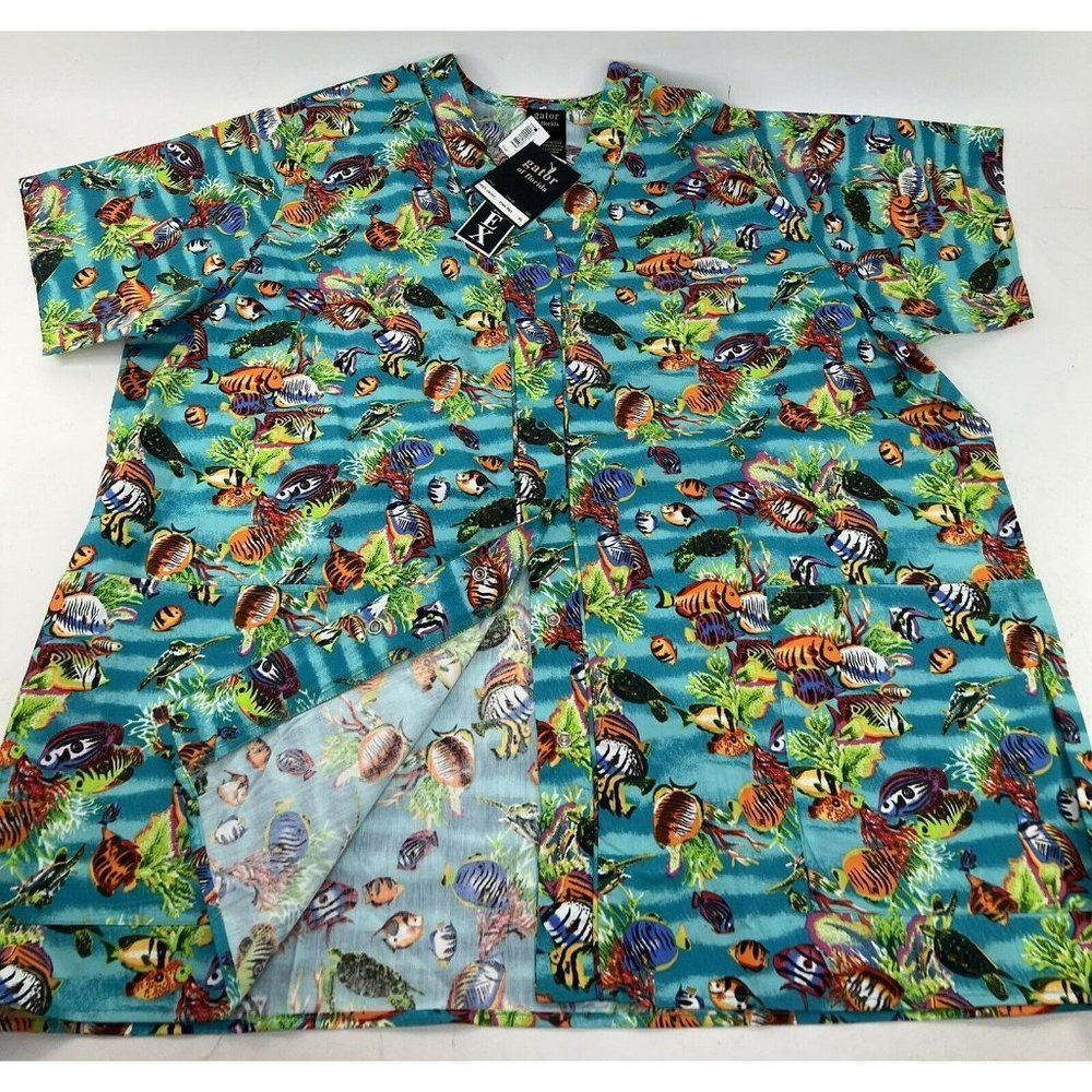 NEW Gator of Florida Scrub Top Fish Ocean Theme XL